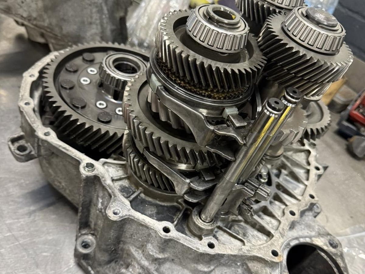 Gearbox internals during rebuild