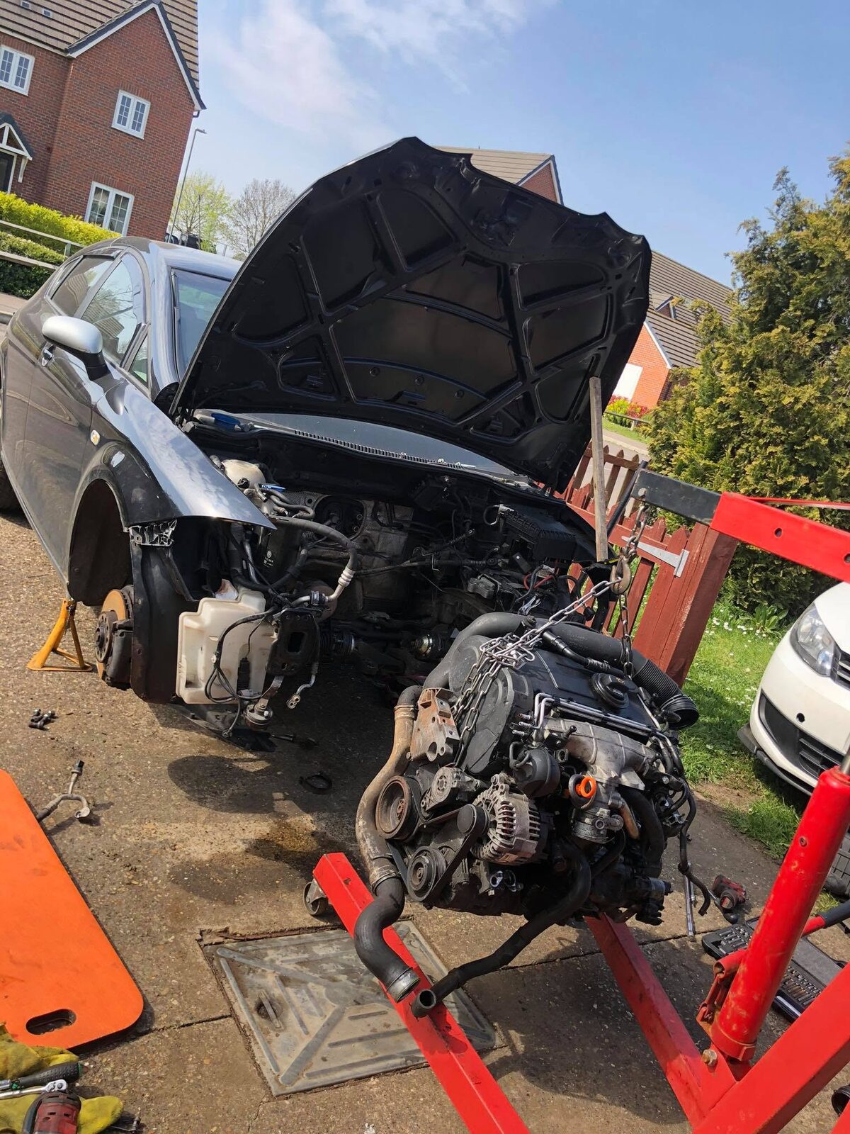 TDI engine removed for rebuild