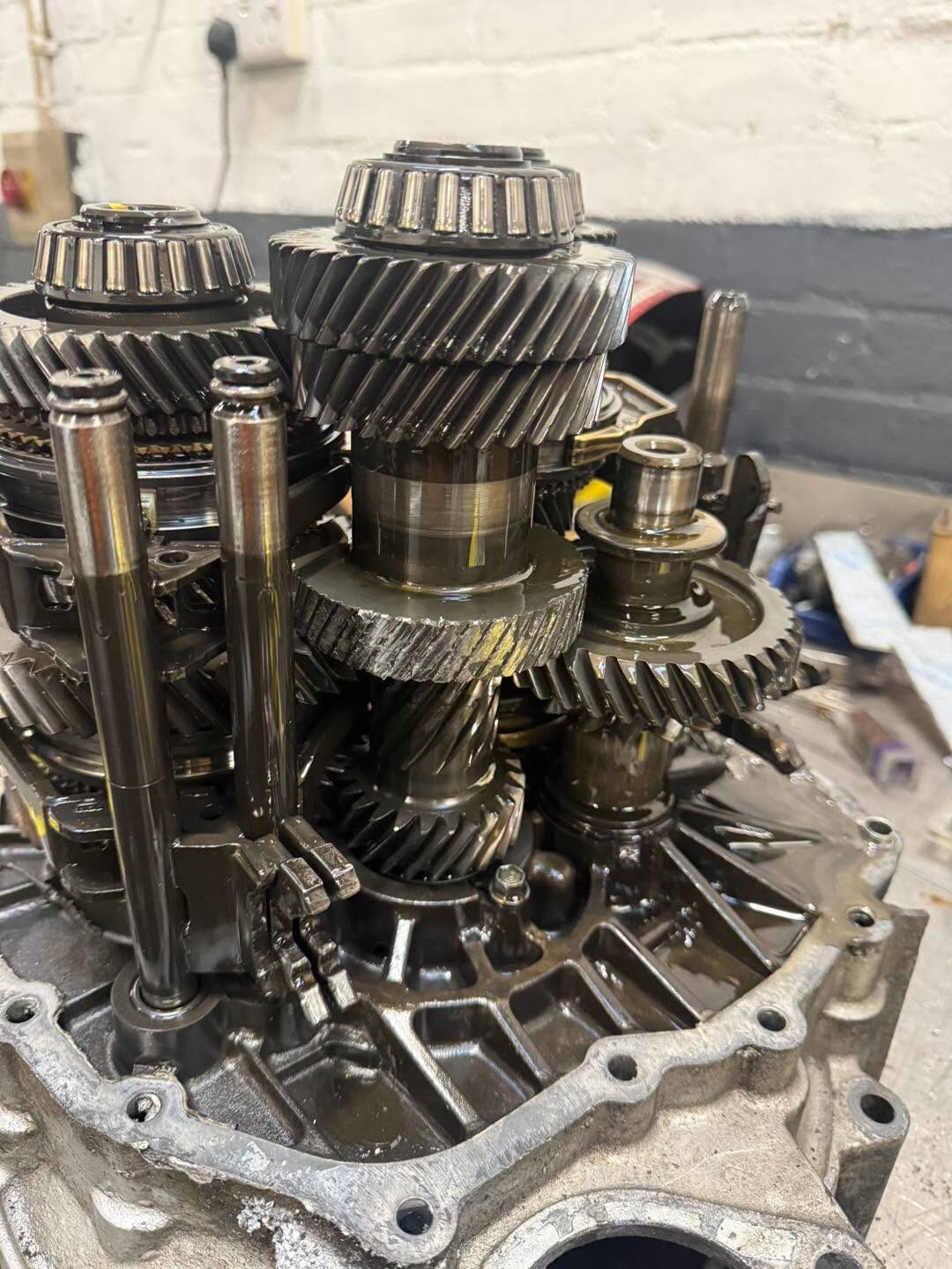 Gearbox internals during rebuild