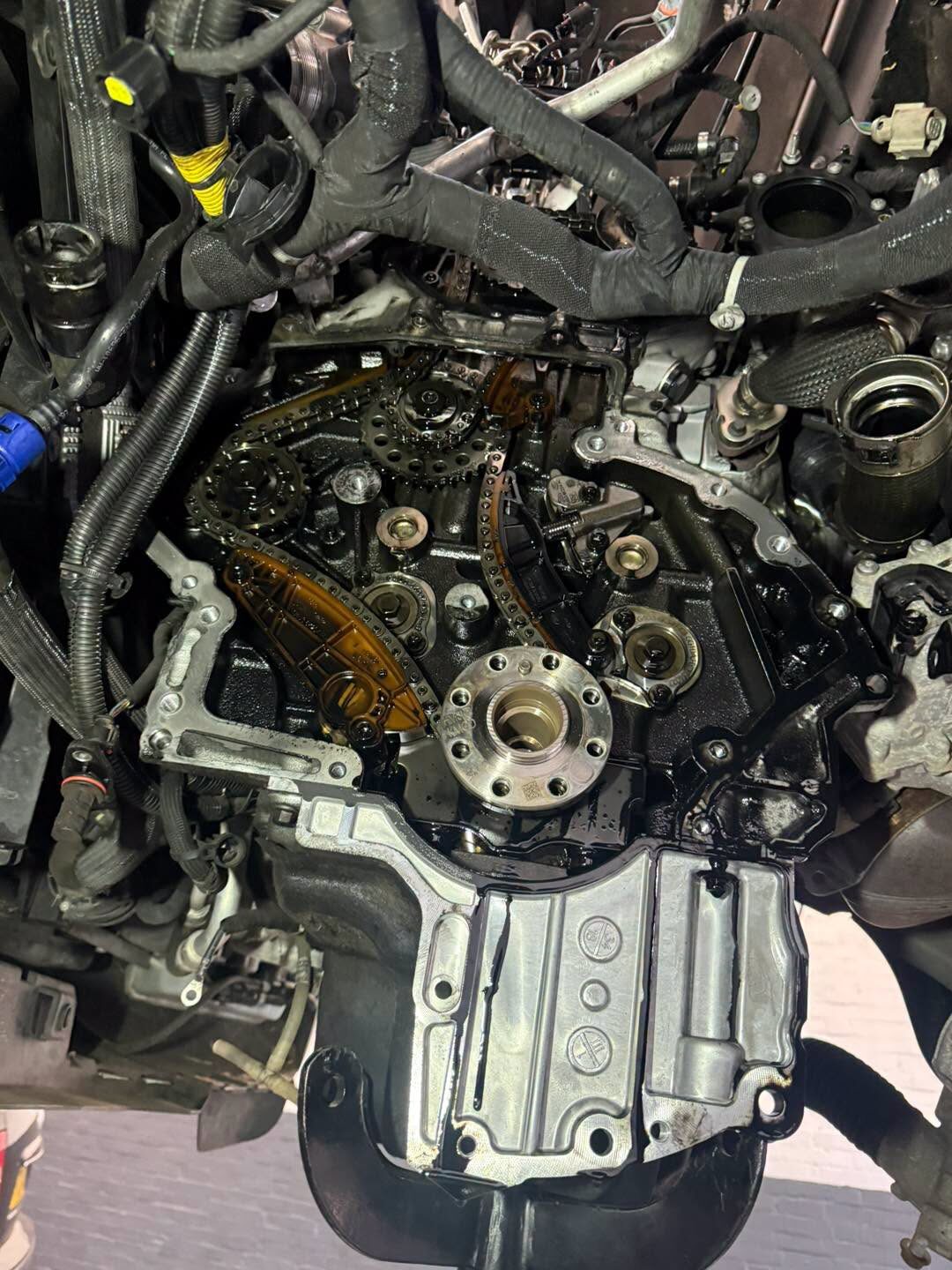 Timing chain replacement in progress